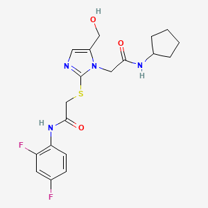 N-cyclopentyl-2-(2-((2-((2,4-difluorophenyl)amino)-2-oxoethyl)thio)-5-(hydroxymethyl)-1H-imidazol-1-yl)acetamide