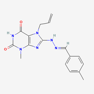 (E)-7-allyl-3-methyl-8-(2-(4-methylbenzylidene)hydrazinyl)-1H-purine-2,6(3H,7H)-dione
