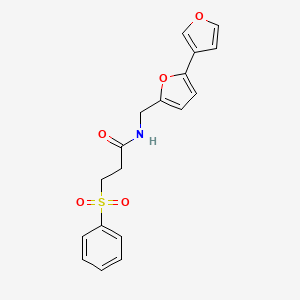 3-(benzenesulfonyl)-N-({[2,3'-bifuran]-5-yl}methyl)propanamide