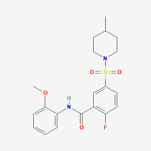 molecular formula C20H23FN2O4S B2953836 2-fluoro-N-(2-methoxyphenyl)-5-(4-methylpiperidin-1-yl)sulfonylbenzamide CAS No. 451482-07-8