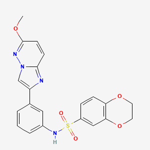 molecular formula C21H18N4O5S B2953839 N-(3-(6-甲氧基咪唑并[1,2-b]哒嗪-2-基)苯基)-2,3-二氢苯并[b][1,4]二噁杂环-6-磺酰胺 CAS No. 946323-73-5