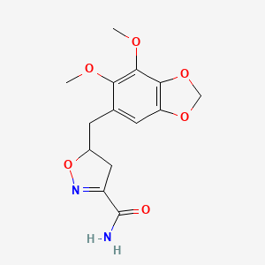 molecular formula C14H16N2O6 B2953841 5-[(6,7-Dimethoxy-1,3-benzodioxol-5-yl)methyl]-4,5-dihydro-3-isoxazolecarboxamide CAS No. 924871-24-9