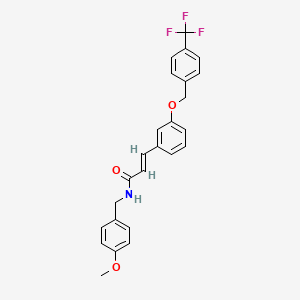 molecular formula C25H22F3NO3 B2953843 (E)-N-(4-methoxybenzyl)-3-(3-{[4-(trifluoromethyl)benzyl]oxy}phenyl)-2-propenamide CAS No. 866151-71-5