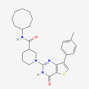 molecular formula C27H34N4O2S B2953851 N-cyclooctyl-1-[7-(4-methylphenyl)-4-oxo-3,4-dihydrothieno[3,2-d]pyrimidin-2-yl]piperidine-3-carboxamide CAS No. 1251563-71-9