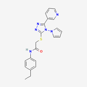molecular formula C21H20N6OS B2953864 N-(4-ethylphenyl)-2-{[5-(pyridin-3-yl)-4-(1H-pyrrol-1-yl)-4H-1,2,4-triazol-3-yl]sulfanyl}acetamide CAS No. 886935-58-6