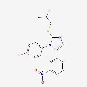 molecular formula C19H18FN3O2S B2953869 1-(4-fluorophenyl)-2-(isobutylthio)-5-(3-nitrophenyl)-1H-imidazole CAS No. 1235030-09-7
