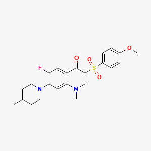 molecular formula C23H25FN2O4S B2953879 6-fluoro-3-((4-methoxyphenyl)sulfonyl)-1-methyl-7-(4-methylpiperidin-1-yl)quinolin-4(1H)-one CAS No. 892771-82-3