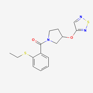 molecular formula C15H17N3O2S2 B2953887 (3-((1,2,5-Thiadiazol-3-yl)oxy)pyrrolidin-1-yl)(2-(ethylthio)phenyl)methanone CAS No. 2309732-76-9