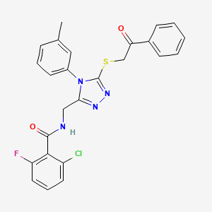 molecular formula C25H20ClFN4O2S B2953897 2-chloro-6-fluoro-N-((5-((2-oxo-2-phenylethyl)thio)-4-(m-tolyl)-4H-1,2,4-triazol-3-yl)methyl)benzamide CAS No. 391933-53-2