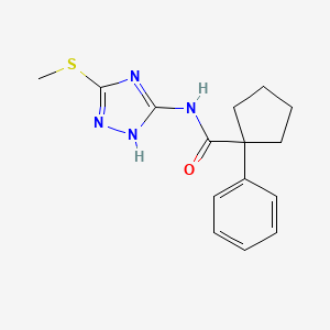 molecular formula C15H18N4OS B2953901 N-(3-methylsulfanyl-1H-1,2,4-triazol-5-yl)-1-phenylcyclopentane-1-carboxamide CAS No. 1024119-77-4