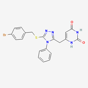 molecular formula C20H16BrN5O2S B2953904 6-[[5-[(4-bromophenyl)methylsulfanyl]-4-phenyl-1,2,4-triazol-3-yl]methyl]-1H-pyrimidine-2,4-dione CAS No. 852047-12-2