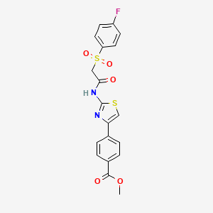 molecular formula C19H15FN2O5S2 B2953910 4-(2-(2-((4-氟苯基)磺酰基)乙酰氨基)噻唑-4-基)苯甲酸甲酯 CAS No. 895475-13-5