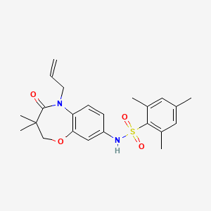 molecular formula C23H28N2O4S B2953915 N-(5-allyl-3,3-dimethyl-4-oxo-2,3,4,5-tetrahydrobenzo[b][1,4]oxazepin-8-yl)-2,4,6-trimethylbenzenesulfonamide CAS No. 922048-96-2