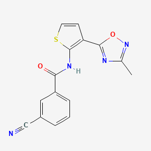 molecular formula C15H10N4O2S B2953918 3-cyano-N-(3-(3-methyl-1,2,4-oxadiazol-5-yl)thiophen-2-yl)benzamide CAS No. 2034486-69-4