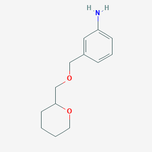 molecular formula C13H19NO2 B2953920 3-[(氧杂环-2-基甲氧基)甲基]苯胺 CAS No. 1016764-34-3