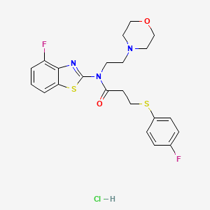 molecular formula C22H24ClF2N3O2S2 B2953923 N-(4-fluorobenzo[d]thiazol-2-yl)-3-((4-fluorophenyl)thio)-N-(2-morpholinoethyl)propanamide hydrochloride CAS No. 1216816-90-8