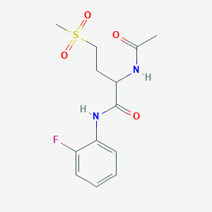 molecular formula C13H17FN2O4S B2953933 2-acetamido-N-(2-fluorophenyl)-4-(methylsulfonyl)butanamide CAS No. 1028026-24-5