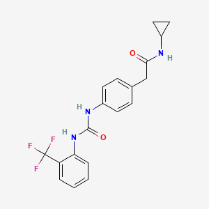 molecular formula C19H18F3N3O2 B2953936 N-cyclopropyl-2-(4-(3-(2-(trifluoromethyl)phenyl)ureido)phenyl)acetamide CAS No. 1207056-03-8