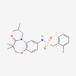 molecular formula C22H27FN2O4S B2953937 1-(2-fluorophenyl)-N-(5-isobutyl-3,3-dimethyl-4-oxo-2,3,4,5-tetrahydrobenzo[b][1,4]oxazepin-7-yl)methanesulfonamide CAS No. 921915-65-3
