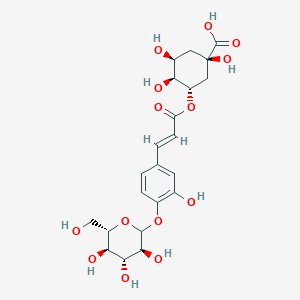 molecular formula C22H28O14 B2953938 (1R,3S,4S,5S)-1,3,4-Trihydroxy-5-[(E)-3-[3-hydroxy-4-[(3S,4R,5R,6S)-3,4,5-trihydroxy-6-(hydroxymethyl)oxan-2-yl]oxyphenyl]prop-2-enoyl]oxycyclohexane-1-carboxylic acid CAS No. 1629852-63-6