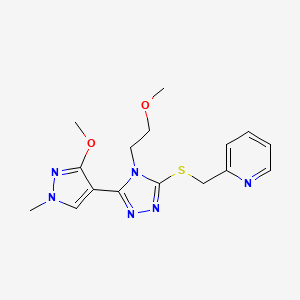 molecular formula C16H20N6O2S B2953945 2-(((5-(3-甲氧基-1-甲基-1H-吡唑-4-基)-4-(2-甲氧基乙基)-4H-1,2,4-三唑-3-基)硫代)甲基)吡啶 CAS No. 1014095-45-4