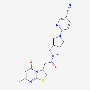6-[5-[2-(7-Methyl-5-oxo-2,3-dihydro-[1,3]thiazolo[3,2-a]pyrimidin-3-yl)acetyl]-1,3,3a,4,6,6a-hexahydropyrrolo[3,4-c]pyrrol-2-yl]pyridine-3-carbonitrile