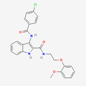 molecular formula C25H22ClN3O4 B2953983 3-(4-chlorobenzamido)-N-[2-(2-methoxyphenoxy)ethyl]-1H-indole-2-carboxamide CAS No. 1029764-85-9