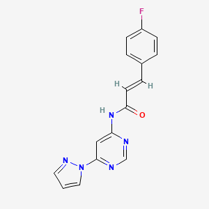 molecular formula C16H12FN5O B2953984 (E)-N-(6-(1H-pyrazol-1-yl)pyrimidin-4-yl)-3-(4-fluorophenyl)acrylamide CAS No. 1428381-80-9
