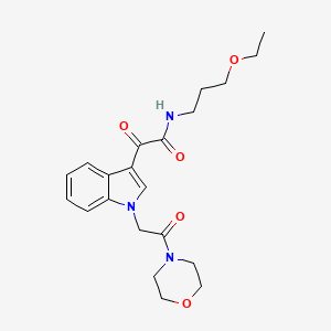 molecular formula C21H27N3O5 B2953985 N-(3-ethoxypropyl)-2-(1-(2-morpholino-2-oxoethyl)-1H-indol-3-yl)-2-oxoacetamide CAS No. 872855-52-2
