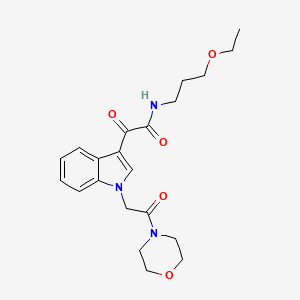 molecular formula C21H27N3O5 B2953985 N-(3-乙氧基丙基)-2-(1-(2-吗啉-2-氧代乙基)-1H-吲哚-3-基)-2-氧代乙酰胺 CAS No. 872855-52-2