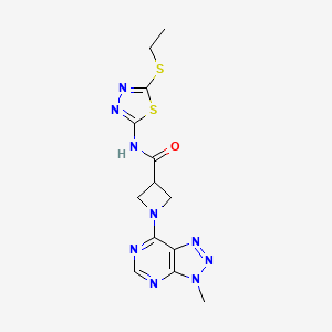 molecular formula C13H15N9OS2 B2953991 N-(5-(ethylthio)-1,3,4-thiadiazol-2-yl)-1-(3-methyl-3H-[1,2,3]triazolo[4,5-d]pyrimidin-7-yl)azetidine-3-carboxamide CAS No. 1448038-24-1