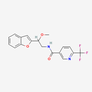molecular formula C18H15F3N2O3 B2953994 N-(2-(benzofuran-2-yl)-2-methoxyethyl)-6-(trifluoromethyl)nicotinamide CAS No. 2034206-87-4