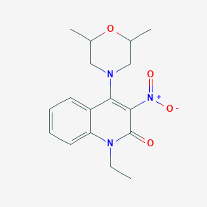molecular formula C17H21N3O4 B2954005 4-(2,6-dimethylmorpholino)-1-ethyl-3-nitroquinolin-2(1H)-one CAS No. 874463-47-5