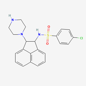 molecular formula C22H22ClN3O2S B2954030 4-chloro-N-(2-piperazin-1-yl-1,2-dihydroacenaphthylen-1-yl)benzenesulfonamide CAS No. 327102-17-0