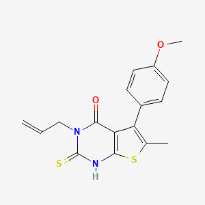 molecular formula C17H16N2O2S2 B2954031 3-烯丙基-5-(4-甲氧苯基)-6-甲基-2-硫代-2,3-二氢噻吩并[2,3-d]嘧啶-4(1H)-酮 CAS No. 442865-56-7