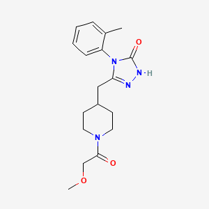 molecular formula C18H24N4O3 B2954049 3-((1-(2-methoxyacetyl)piperidin-4-yl)methyl)-4-(o-tolyl)-1H-1,2,4-triazol-5(4H)-one CAS No. 2034584-81-9