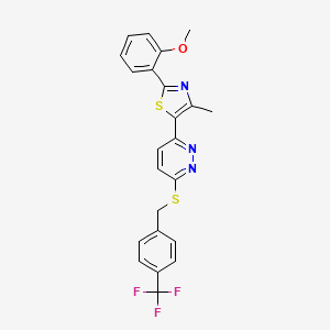 2-(2-Methoxyphenyl)-4-methyl-5-(6-((4-(trifluoromethyl)benzyl)thio)pyridazin-3-yl)thiazole