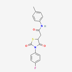 molecular formula C18H15FN2O3S B2954090 2-[3-(4-fluorophenyl)-2,4-dioxo-1,3-thiazolidin-5-yl]-N-(4-methylphenyl)acetamide CAS No. 929473-90-5