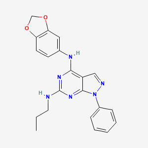 molecular formula C21H20N6O2 B2954100 N4-(benzo[d][1,3]dioxol-5-yl)-1-phenyl-N6-propyl-1H-pyrazolo[3,4-d]pyrimidine-4,6-diamine CAS No. 921470-36-2