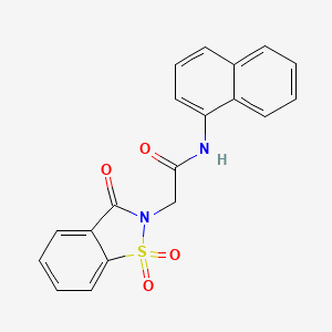 molecular formula C19H14N2O4S B2954104 2-(1,1-dioxido-3-oxo-1,2-benzothiazol-2(3H)-yl)-N-(naphthalen-1-yl)acetamide CAS No. 452935-77-2