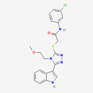 2-((5-(1H-indol-3-yl)-4-(2-methoxyethyl)-4H-1,2,4-triazol-3-yl)thio)-N-(3-chlorophenyl)acetamide