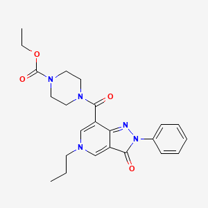 ethyl 4-(3-oxo-2-phenyl-5-propyl-3,5-dihydro-2H-pyrazolo[4,3-c]pyridine-7-carbonyl)piperazine-1-carboxylate