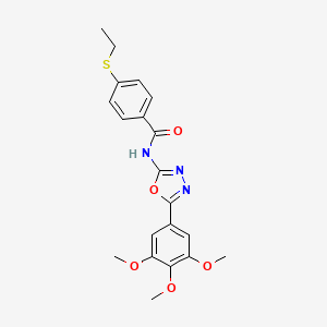 molecular formula C20H21N3O5S B2954112 4-ethylsulfanyl-N-[5-(3,4,5-trimethoxyphenyl)-1,3,4-oxadiazol-2-yl]benzamide CAS No. 886931-01-7