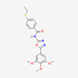 molecular formula C20H21N3O5S B2954112 4-(ethylthio)-N-(5-(3,4,5-trimethoxyphenyl)-1,3,4-oxadiazol-2-yl)benzamide CAS No. 886931-01-7