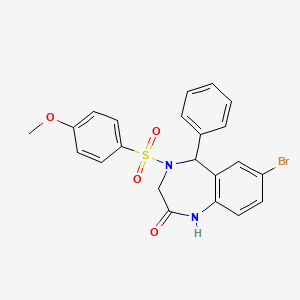 molecular formula C22H19BrN2O4S B2954126 7-bromo-4-(4-methoxybenzenesulfonyl)-5-phenyl-4,5-dihydro-3H-1,4-benzodiazepin-2-ol CAS No. 865616-70-2