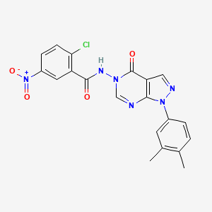 molecular formula C20H15ClN6O4 B2954155 2-chloro-N-(1-(3,4-dimethylphenyl)-4-oxo-1H-pyrazolo[3,4-d]pyrimidin-5(4H)-yl)-5-nitrobenzamide CAS No. 899967-38-5