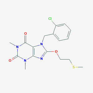 molecular formula C17H19ClN4O3S B295416 7-(2-chlorobenzyl)-1,3-dimethyl-8-[2-(methylsulfanyl)ethoxy]-3,7-dihydro-1H-purine-2,6-dione 