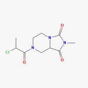 molecular formula C10H14ClN3O3 B2954186 7-(2-Chloropropanoyl)-2-methyl-5,6,8,8a-tetrahydroimidazo[1,5-a]pyrazine-1,3-dione CAS No. 2411194-50-6