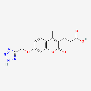 molecular formula C15H14N4O5 B2954189 3-[4-methyl-2-oxo-7-(2H-tetrazol-5-ylmethoxy)chromen-3-yl]propanoic Acid CAS No. 896819-14-0