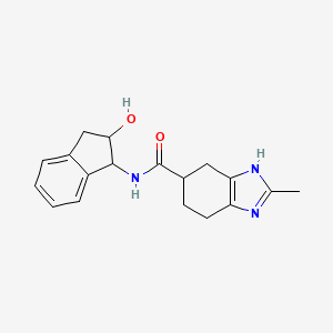 molecular formula C18H21N3O2 B2954194 N-(2-hydroxy-2,3-dihydro-1H-inden-1-yl)-2-methyl-4,5,6,7-tetrahydro-1H-benzo[d]imidazole-5-carboxamide CAS No. 2034254-05-0